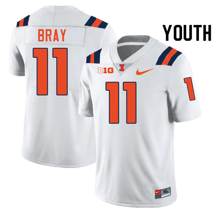 Youth #11 Alex Bray Illinois Fighting Illini College Football Jerseys Stitched-White